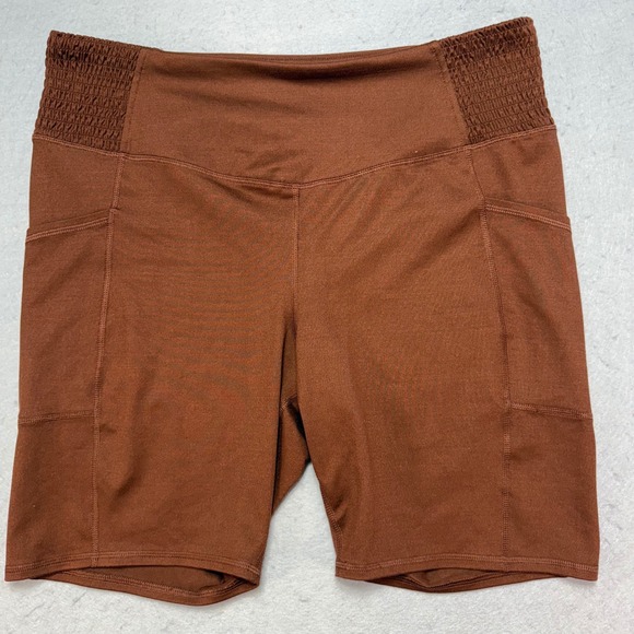 Maurices Women's XL Brown Athletic Bike Shorts High Waist Comfort Fit w/ Pockets - Picture 1 of 11